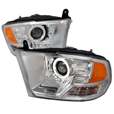 2010 - 2012 Dodge Ram 3500 Projector CCFL Halo Headlights - Chrome