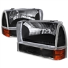 1999 - 2004 Ford F-450 Euro Style Headlights + Corner Lights - Black