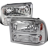 1999 - 2004 F-550 Duty 1PC Euro Style Headlights - Chrome