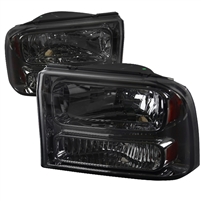 1999 - 2004 Ford F-450 1PC Euro Style Headlights - Smoke