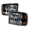 1999 - 2004 Ford F-550 1PC Crystal DRL Headlights - Black
