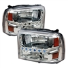 1999 - 2004 Ford F-450 1PC Crystal DRL Headlights - Chrome