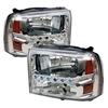 1999 - 2004 Ford F-550 1PC Crystal DRL Headlights - Chrome