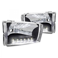 1999 - 2004 Ford F-350 Euro Style DRL Headlights - Black