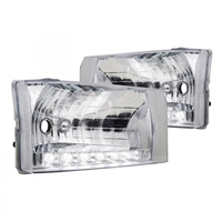 1999 - 2004 Ford F-350 Crystal DRL Headlights - Chrome