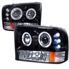 1999 - 2004 Ford F-550 Projector LED Halo Headlights - Black/Smoke