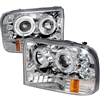 1999 - 2004 Ford F-450 Projector LED Halo Headlights - Chrome