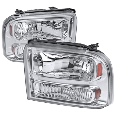 2005 - 2007 Ford F-550 Euro Style Headlights - Chrome
