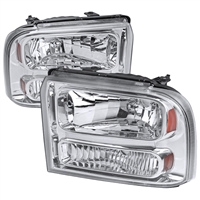 2005 Ford Excursion Euro Style Headlights - Chrome