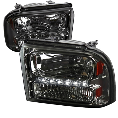 2005 - 2007 Ford F-350 Euro Style DRL Headlights - Smoke
