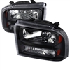 2005 - 2007 Ford F-450 Euro Style Headlights - Black