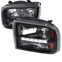 2005 - 2007 Ford F-350 Euro Style DRL Headlights - Black