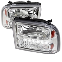 2005 - 2007 Ford F-350 Euro Style DRL Headlights - Chrome