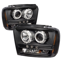 2005 Ford Excursion Projector CCFL Halo Headlights - Black