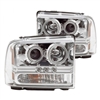 2005 - 2007 Ford F-350 Projector CCFL Halo Headlights - Chrome