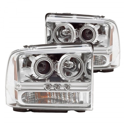 2005 Ford Excursion Projector CCFL Halo Headlights - Chrome