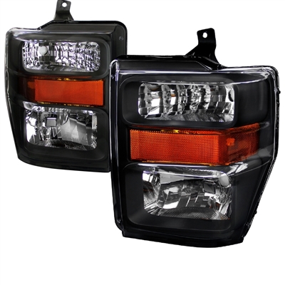 2008 - 2010 Ford F-550 Euro Style Headlights - Black