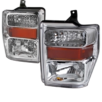 2008 - 2010 Ford F-450 Euro Style Headlights - Chrome