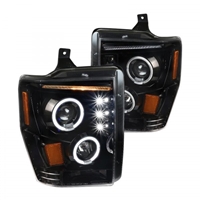 2008 - 2010 Ford F-350 Projector LED Halo Headlights - Black