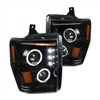 2008 - 2010 Ford F-550 Projector LED Halo Headlights - Black