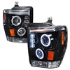 2008 - 2010 Ford F-550 Projector LED Halo Headlights - Black/Smoke