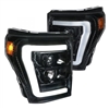 2011 - 2016 Ford F-350 Projector Light Bar DRL Headlights - Gloss Black
