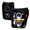 2011 - 2016 Ford F-450 Projector LED Halo Headlights - Black/Smoke