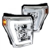2011 - 2016 Ford F-550 Projector Light Bar DRL Headlights - Chrome