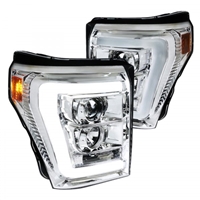 2011 - 2016 Ford F-550 Projector Light Bar DRL Headlights - Chrome
