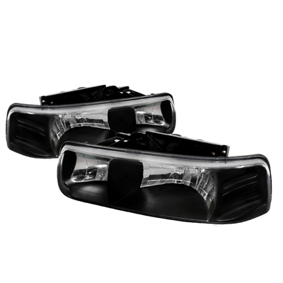 2000 - 2002 Chevy Silverado 2500 Crystal Headlights - Black