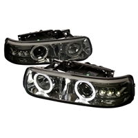 2000 - 2002 Chevy Silverado 2500 Projector LED Halo Headlights - Smoke
