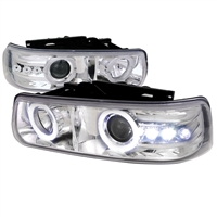 2000 - 2002 Chevy Silverado 2500 Projector LED Halo Headlights - Chrome