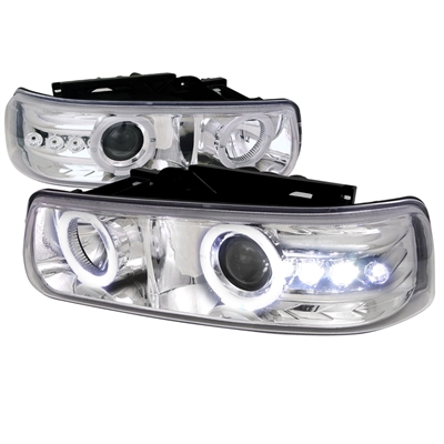 2000 - 2002 Chevy Silverado 2500 Projector LED Halo Headlights - Chrome