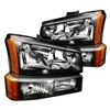 2003 - 2007 Chevy Silverado 3500 Crystal Headlights + Bumper Lights - Black