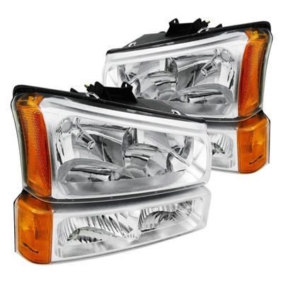 2003 - 2007 Chevy Silverado 3500 Crystal Headlights + Bumper Lights - Chrome