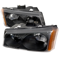2003 - 2007 Chevy Silverado 3500 Crystal Headlights - Black