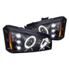 2003 - 2007 Chevy Silverado 3500 Projector LED Halo Headlights - Black/Smoke