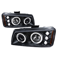 2003 - 2007 Chevy Silverado 3500 Projector LED Halo Headlights - Black