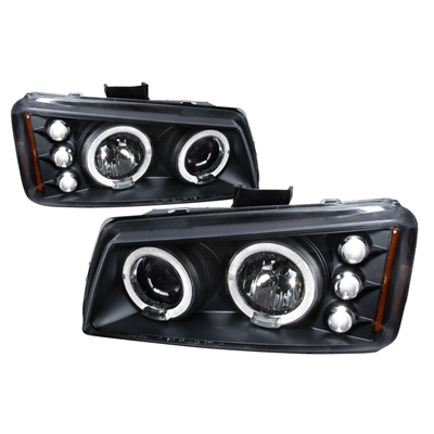 2003 - 2007 Chevy Silverado 3500 Projector LED Halo Headlights - Black