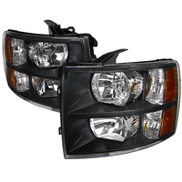2007 - 2014 Chevy Silverado 3500HD Crystal Headlights - Black