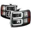 2007 - 2014 Chevy Silverado 3500HD Projector Light Bar DRL Headlights - Black