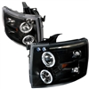2007 - 2014 Chevy Silverado 3500HD Projector LED Halo Headlights - Black