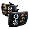 2007 - 2014 Chevy Silverado 3500HD Projector CCFL Halo Headlights - Black