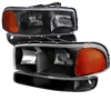 2001 - 2007 GMC Sierra 3500 Euro Style Headlights + Bumper Lights - Black