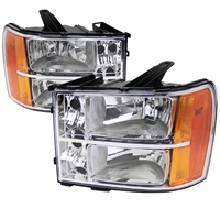 2007 - 2014 GMC Sierra 3500HD Crystal Headlights - Chrome