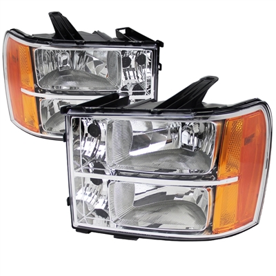 2007 - 2014 GMC Sierra 3500HD Crystal Headlights - Chrome
