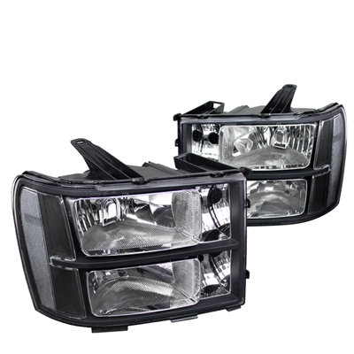 2007 - 2014 GMC Sierra 3500HD Crystal Headlights - Black