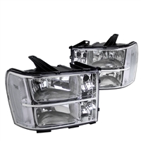 2007 - 2014 GMC Sierra 3500HD Crystal Headlights - Chrome