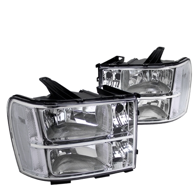 2007 - 2014 GMC Sierra 3500HD Crystal Headlights - Chrome