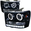 2007 - 2014 GMC Sierra 3500HD Projector DRL LED Halo Headlights - Black/Smoke